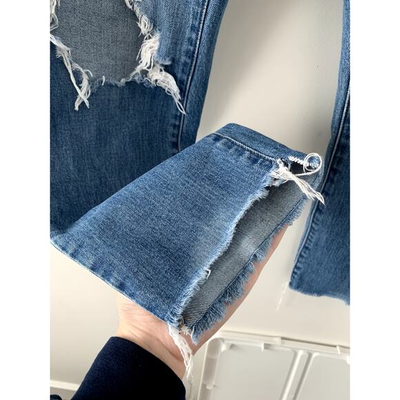 Madewell The High-Rise Slim Boyjean Distressed Step Hem Jeans Size 24 - Picture 7 of 8